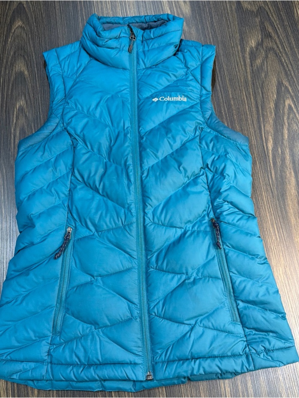 Columbia Vest Womens Dark Teal Puffer Omni-Heat Quilted Insulated XS